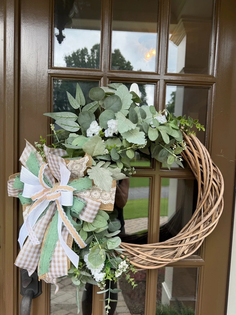 Eucalyptus Grapevine Wreath with Pastel Bow - Home Holiday